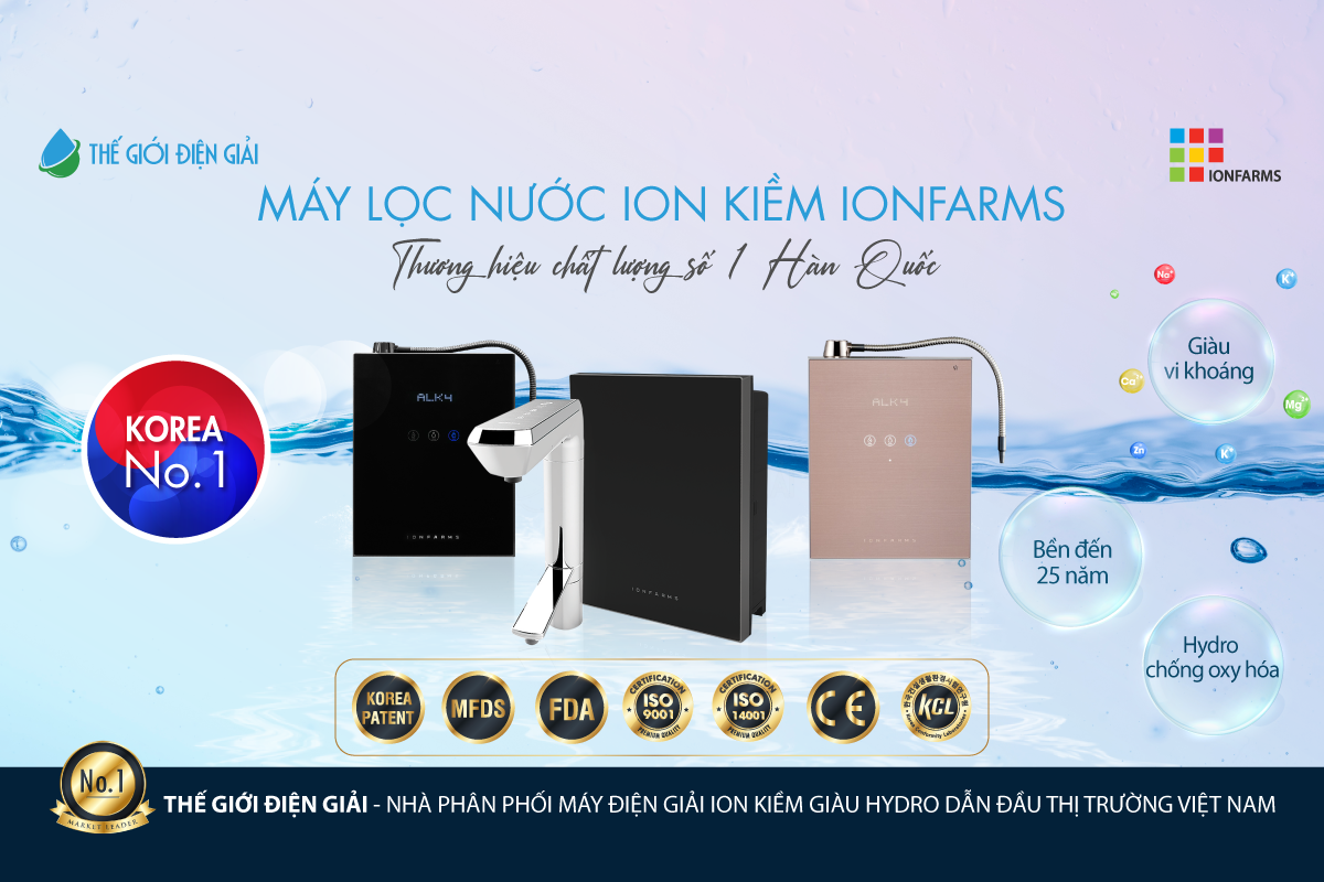 Hơn 90% khách hàng đánh giá máy lọc nước điện giải ion kiềm IonFarms