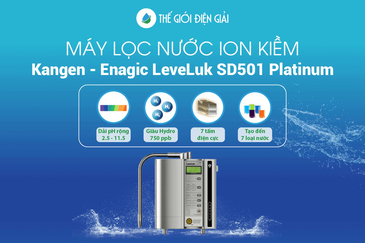 Máy lọc nước điện giải ion kiềm Kangen LeveLuk SD501 Platinum 