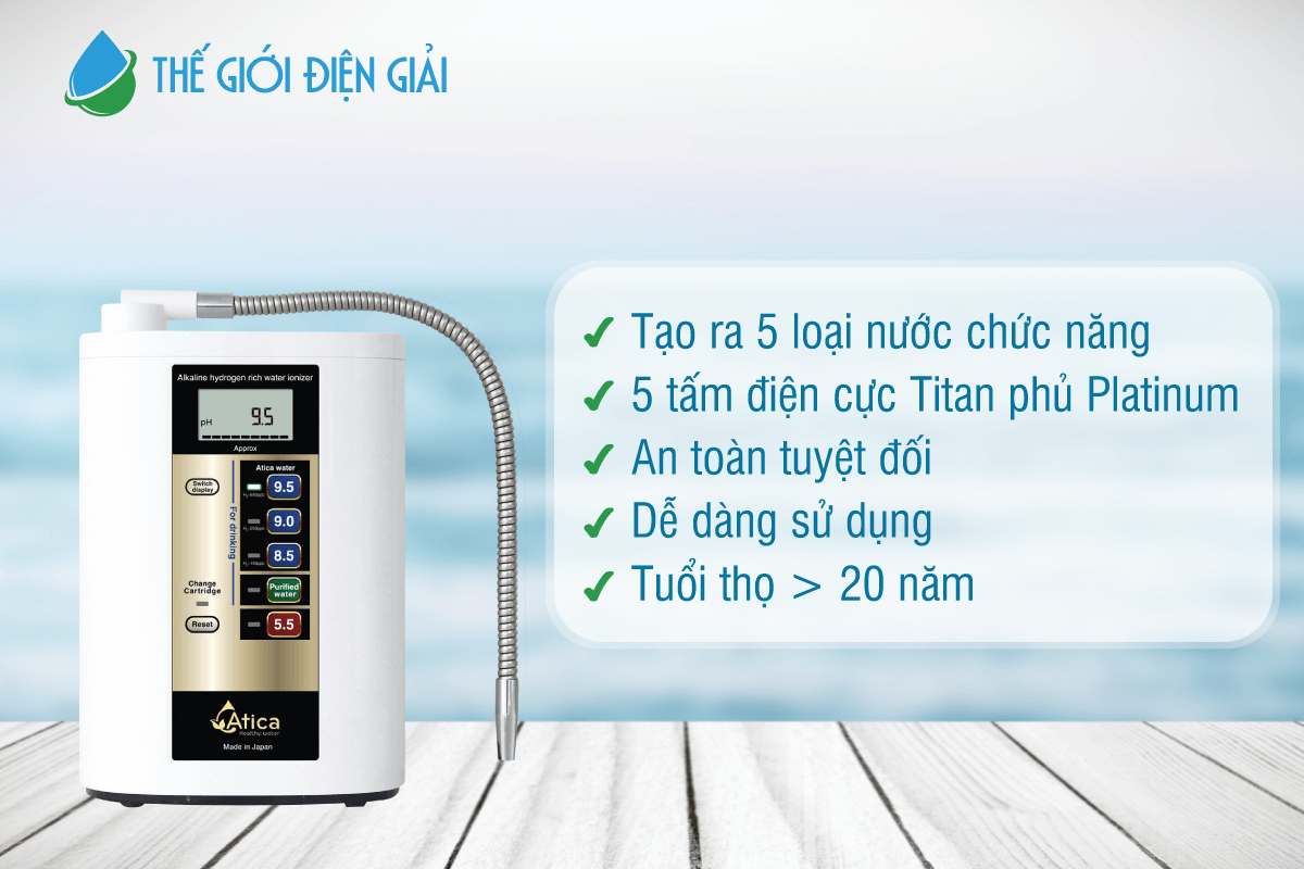 Thay lõi lọc tinh máy lọc nước điện giải ion kiềm Atica MHW-H5(V) định kỳ giúp máy điện giải Atica MHW-H5(V) hoạt động ổn định tuổi thọ cao