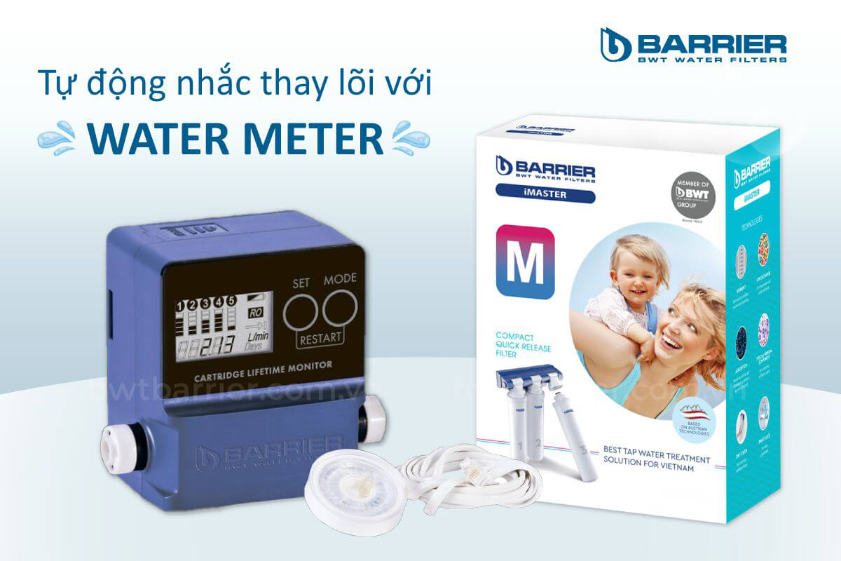 Water meter tự động báo thay lõi máy lọc nước BWT Barrier iMaster M