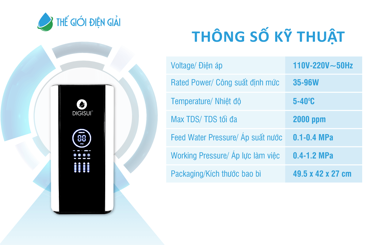 Thông số kỹ thuật máy lọc nước Digisui Complex Special