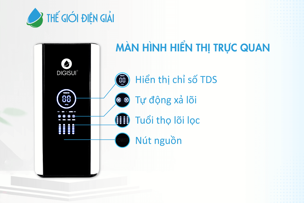 Máy lọc nước DigiSui Complex Super dễ dàng sử dụng nhờ sở hữu màn hình trực quan