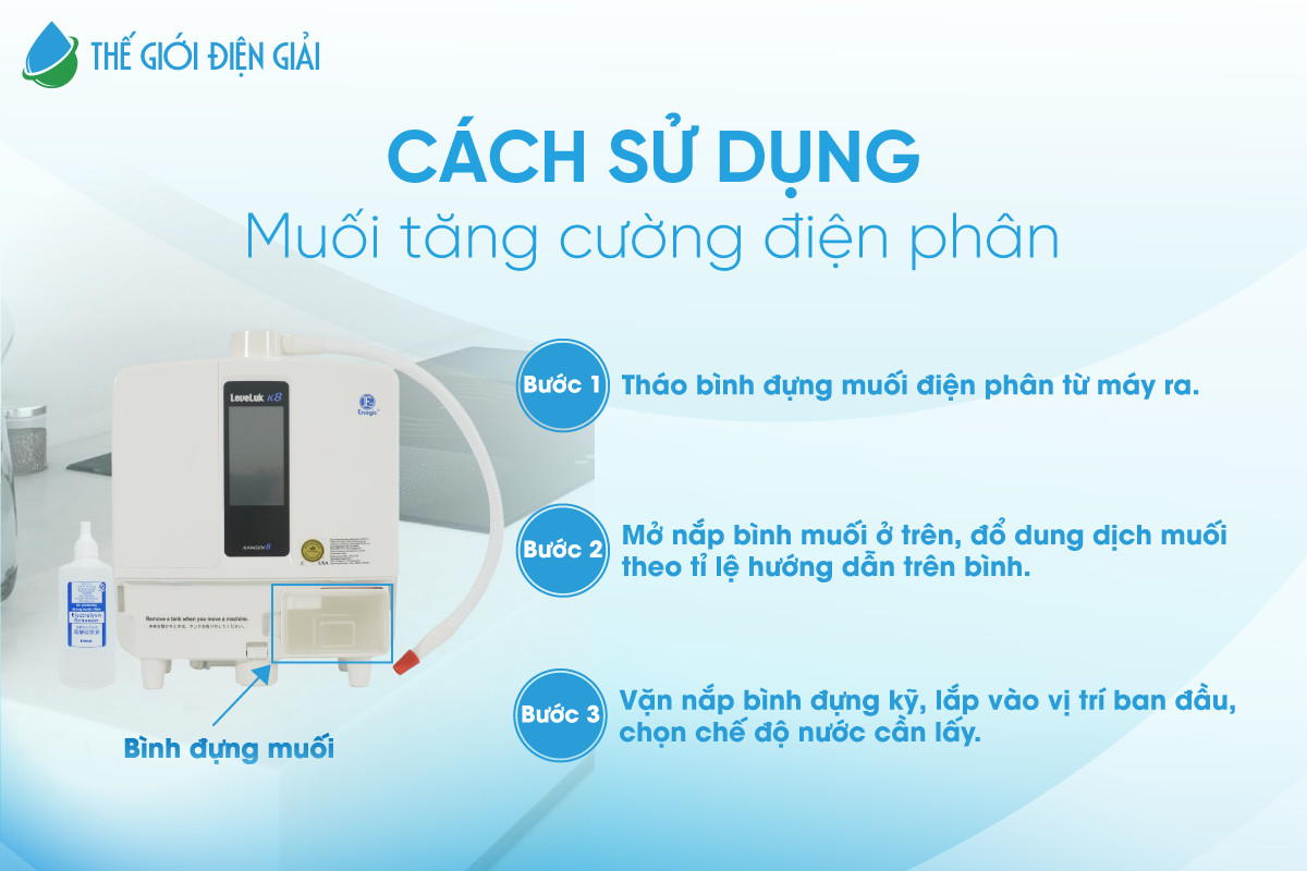 Các bước sử dụng muối tăng cường điện phân