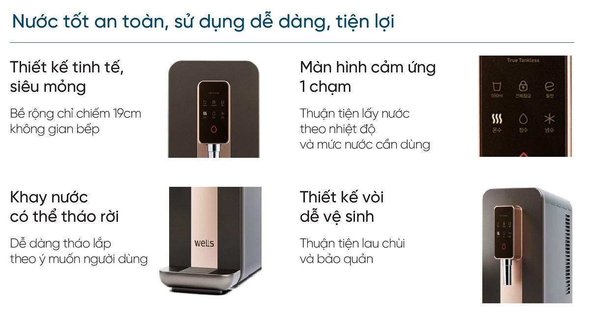 Wells True Tankless Rose Gold mang đến trải nghiệm tốt nhất cho người dùng