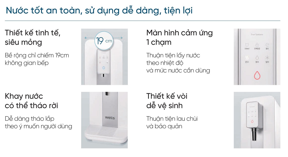 Wells True Tankless White mang đến trải nghiệm tốt nhất cho người dùng