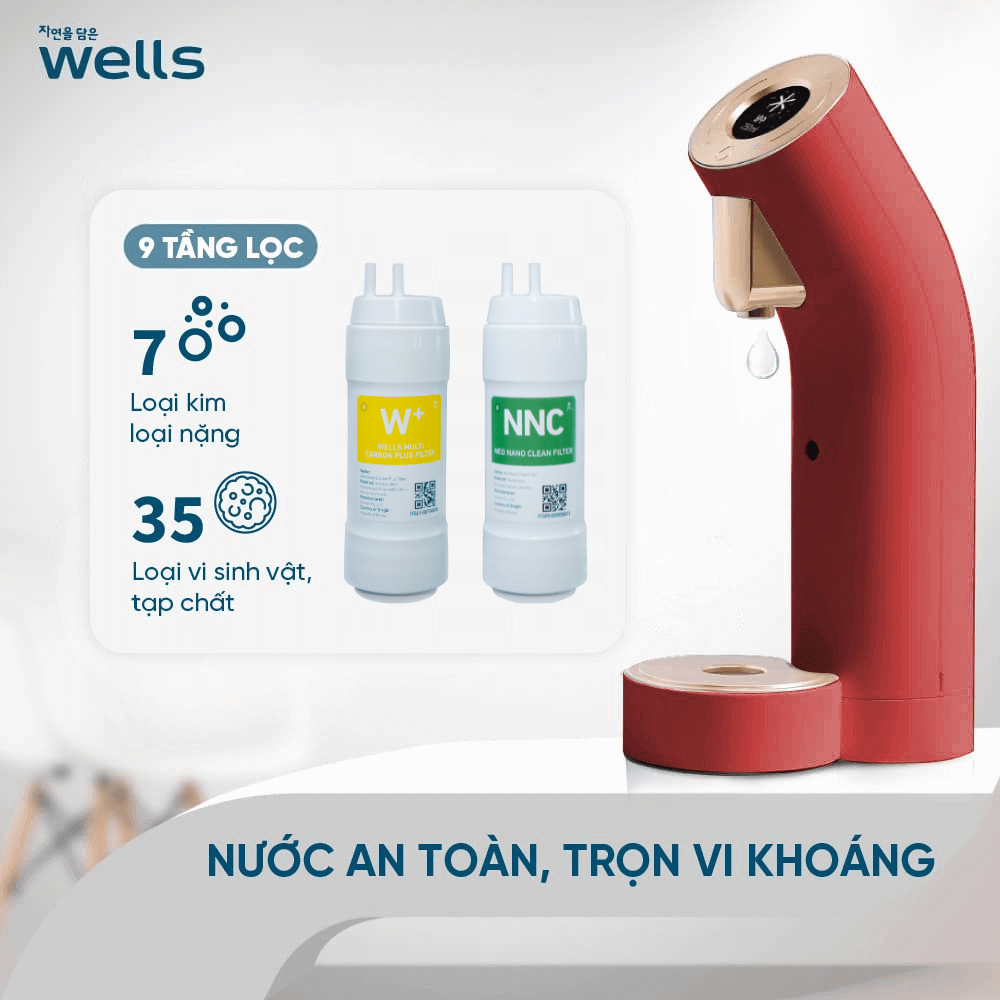 Máy lọc nước Wells The One được trang bị 2 lõi lọc kích thước lớn