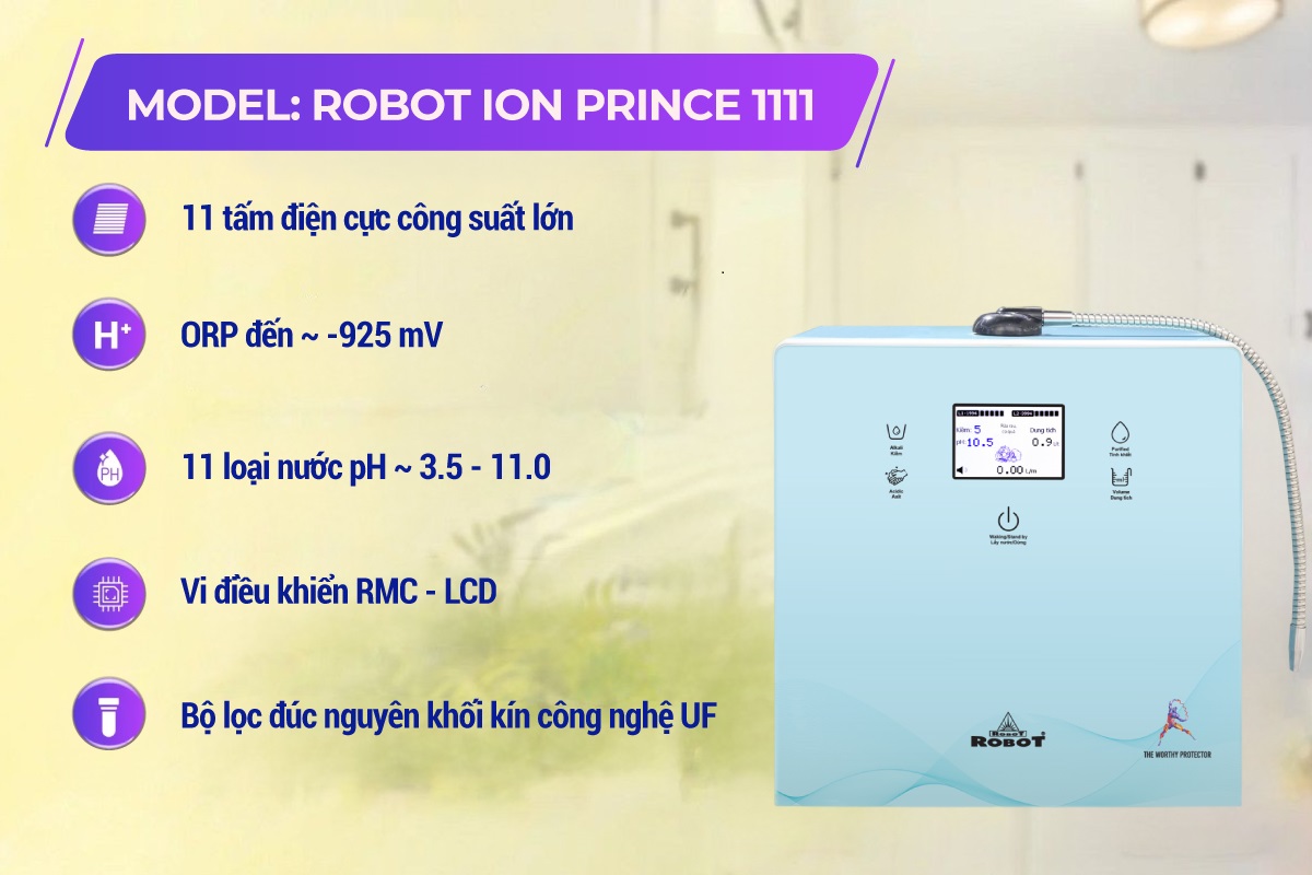 Ưu điểm máy lọc nước điện giải ion kiềm Robot ionPrince 1111