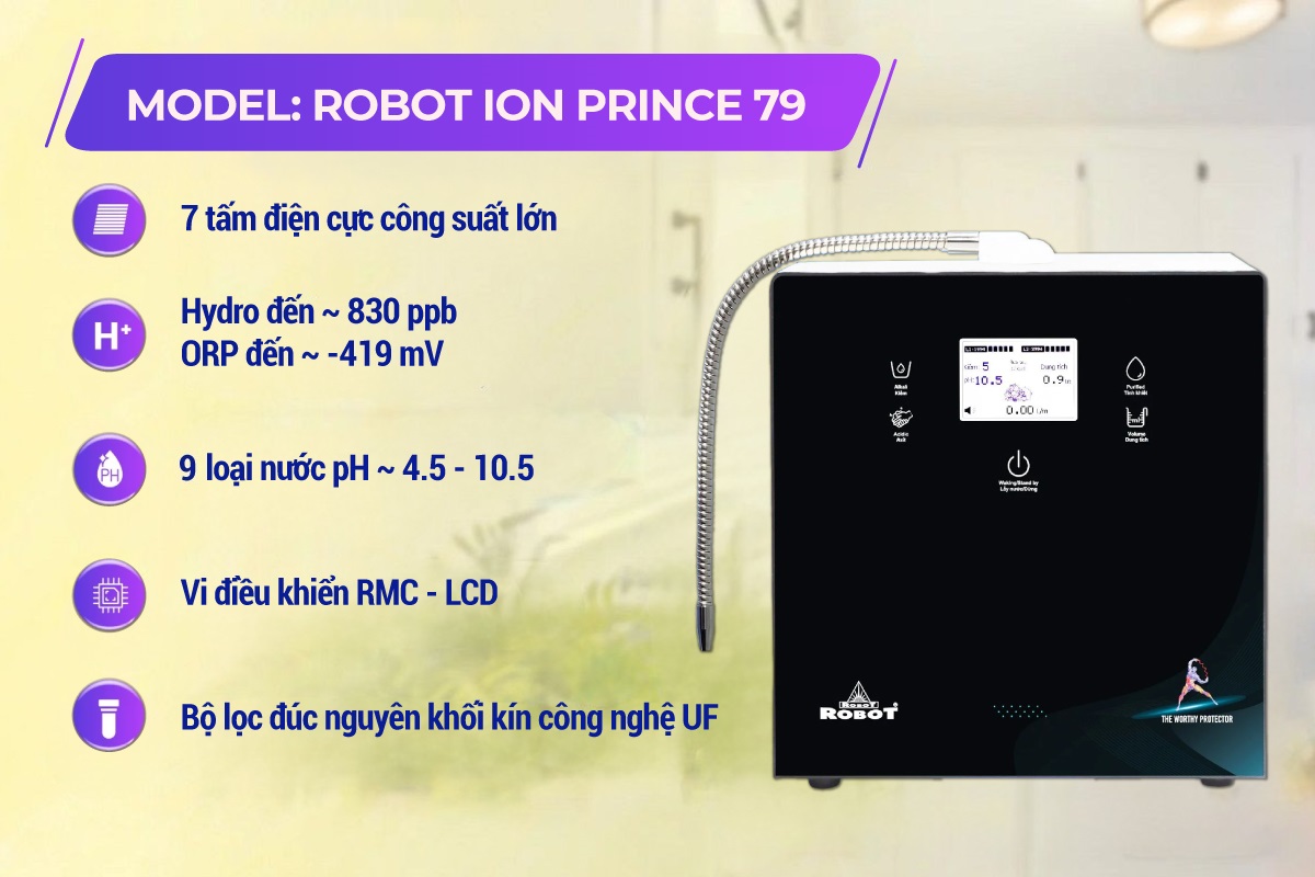 Những ưu điểm nổi bật của máy lọc nước điện giải ion kiềm Robot ionPrince 79