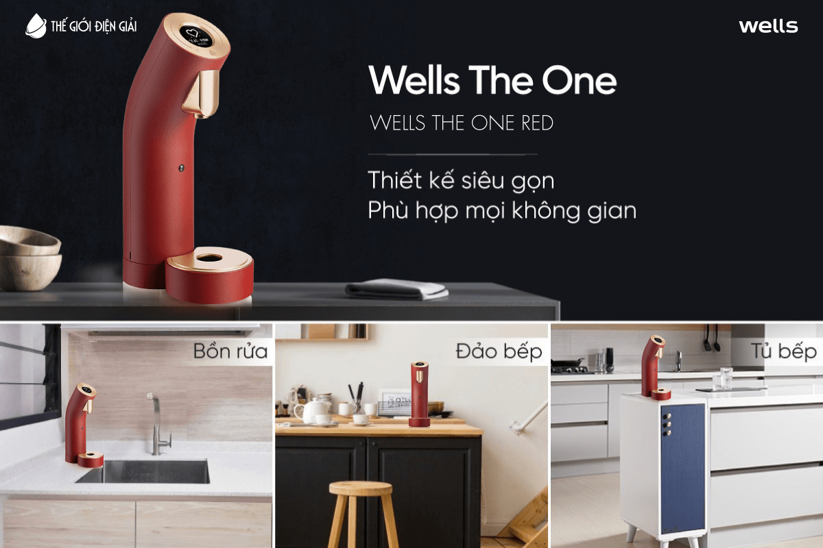 Máy lọc nước Wells The One Red thiết kế nhỏ gọn phù hợp với mọi không gian