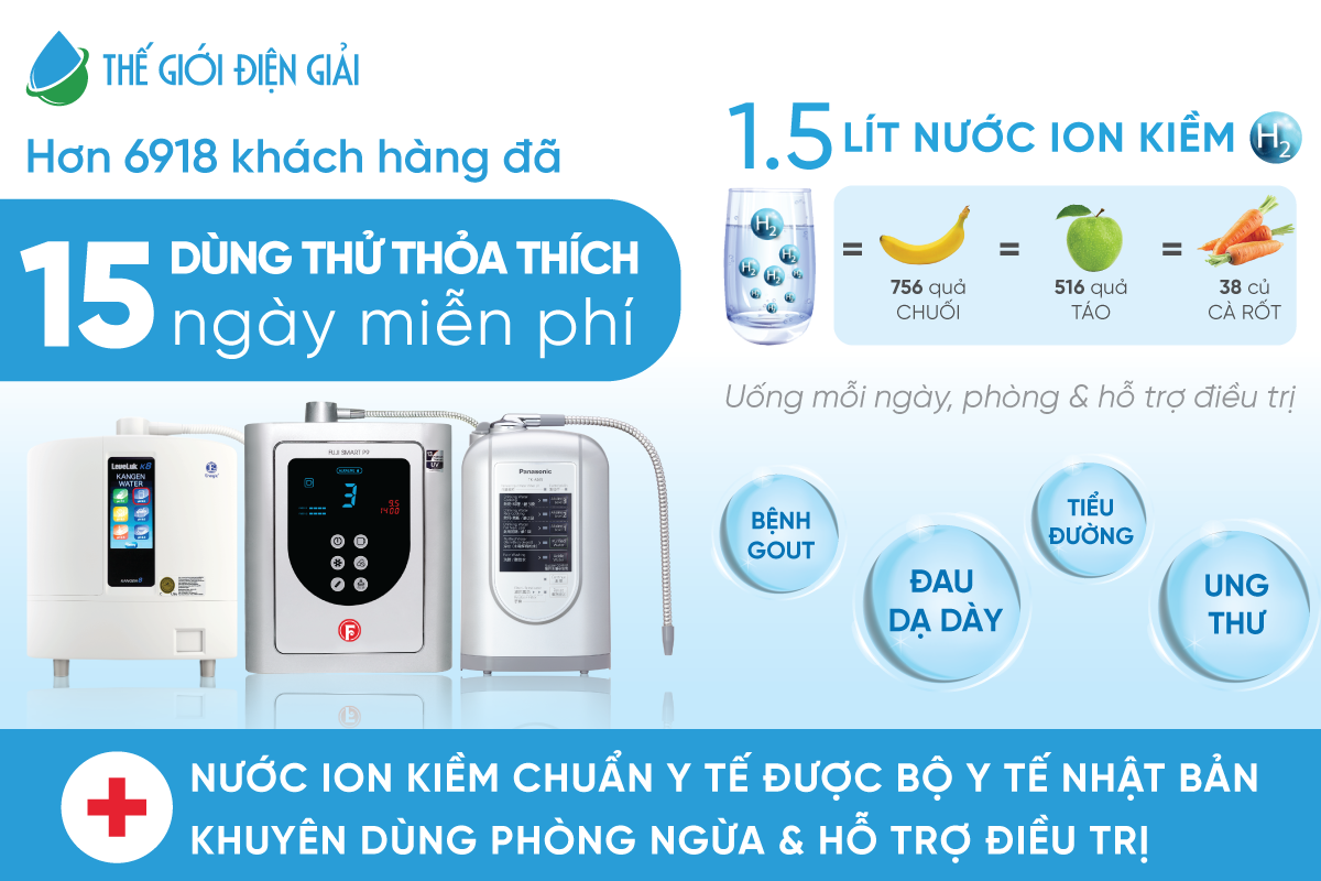 Dùng thử thỏa thích nước iON kiềm 