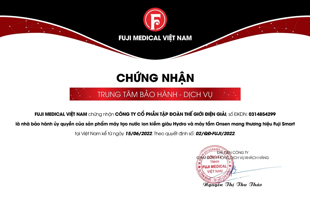 Thế Giới Điện Giải phân phối máy lọc nước điện giải ion kiềm Fuji Smart chính hãng tại Việt Nam