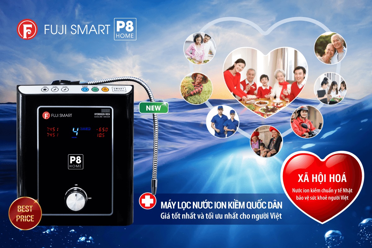 Máy lọc nước ion kiềm Fuji Smart P8 Home tốt cho sức khỏe mọi nhà