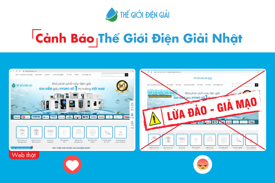 Website Thế Giới Điện Giải bị đơn vị bán máy lọc nước điện giải ion kiềm kém chất lượng giả mạo