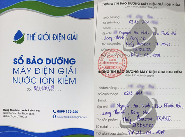 Bảo hành máy lọc nước điện giải ion kiềm Panasonic