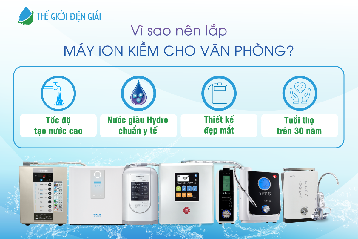 máy lọc nước điện giải ion kiềm cho văn phòng