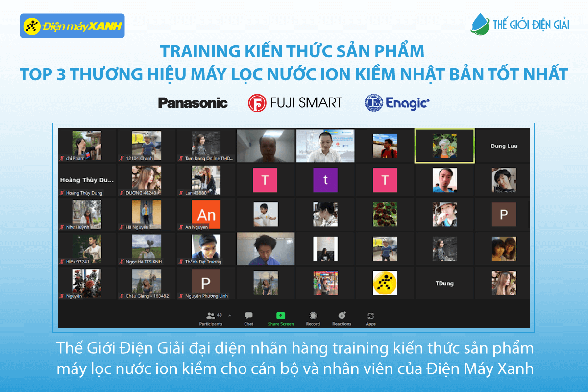Thế Giới Điện Giải training kiến thức về máy lọc nước điện giải ion kiềm cho nhân viên Điện Máy Xanh