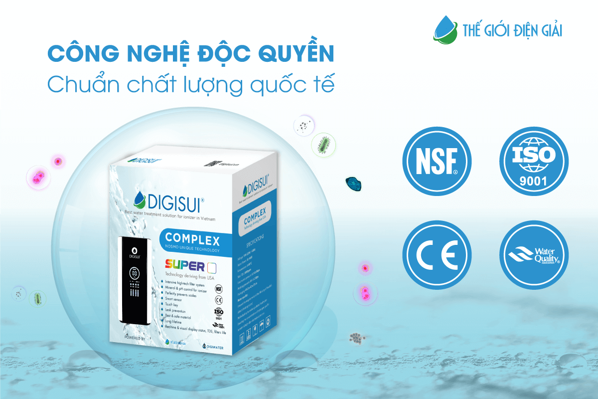 Digisui Complex Super là máy lọc nước đạt nhiều chứng nhận chất lượng & uy tín