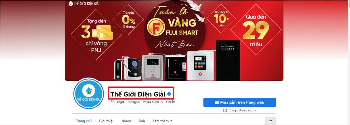 Fanpage của Thế Giới Điện Giải có dấu tích xanh