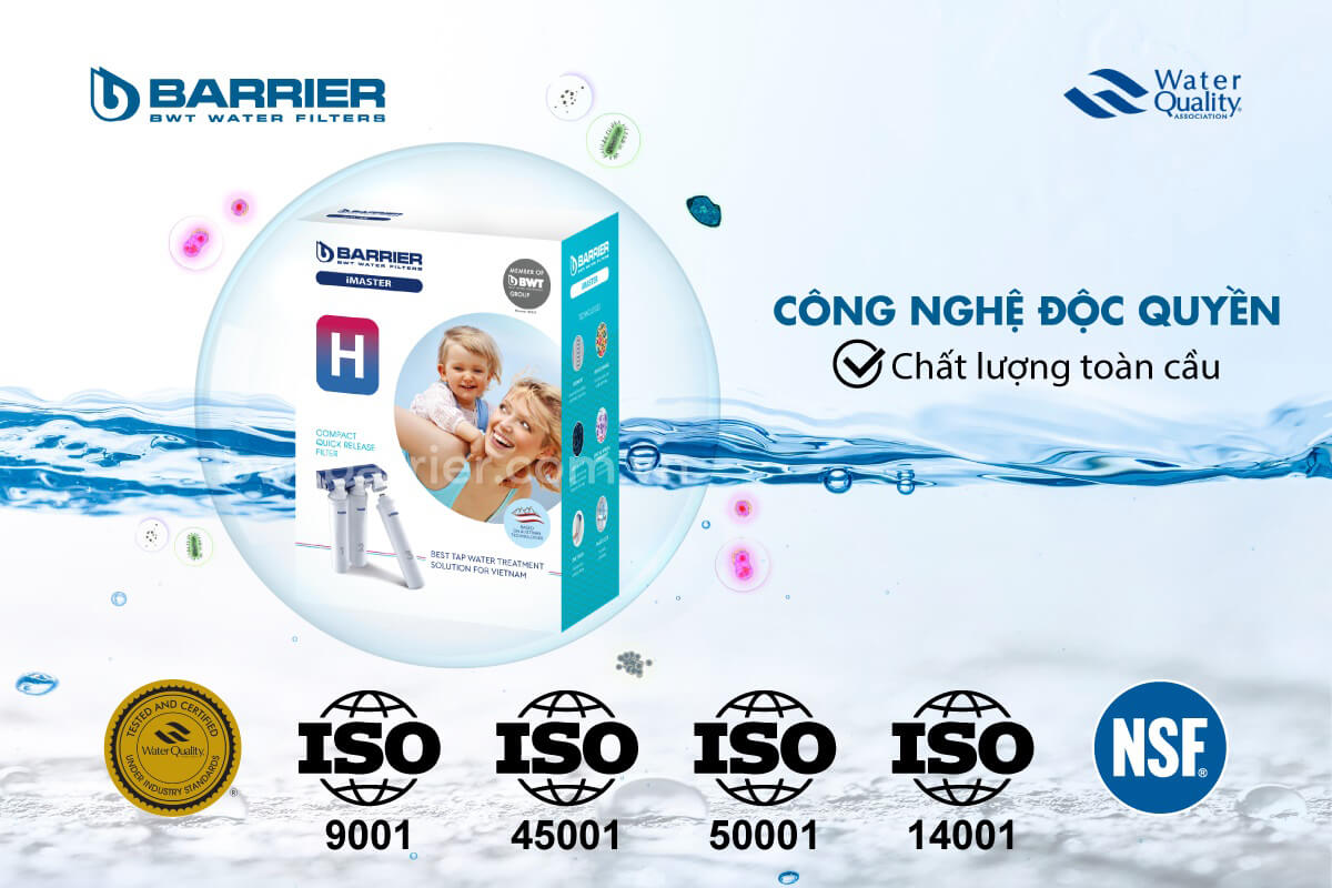 Máy lọc nước BWT Barrier iMaster H đạt nhiều chứng nhận quốc tế