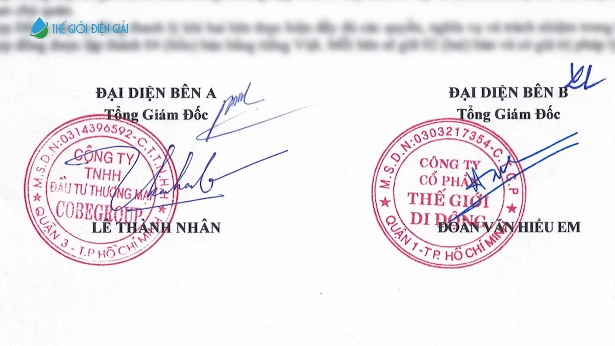 Hợp đồng ký kết của tập đoàn Thế Giới Điện Giải và Công ty cổ phần Thế Giới Di Động