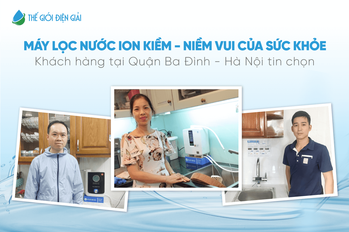 Khách hàng mua máy lọc nước điện giải ion kiềm tại showroom quận Ba Đình