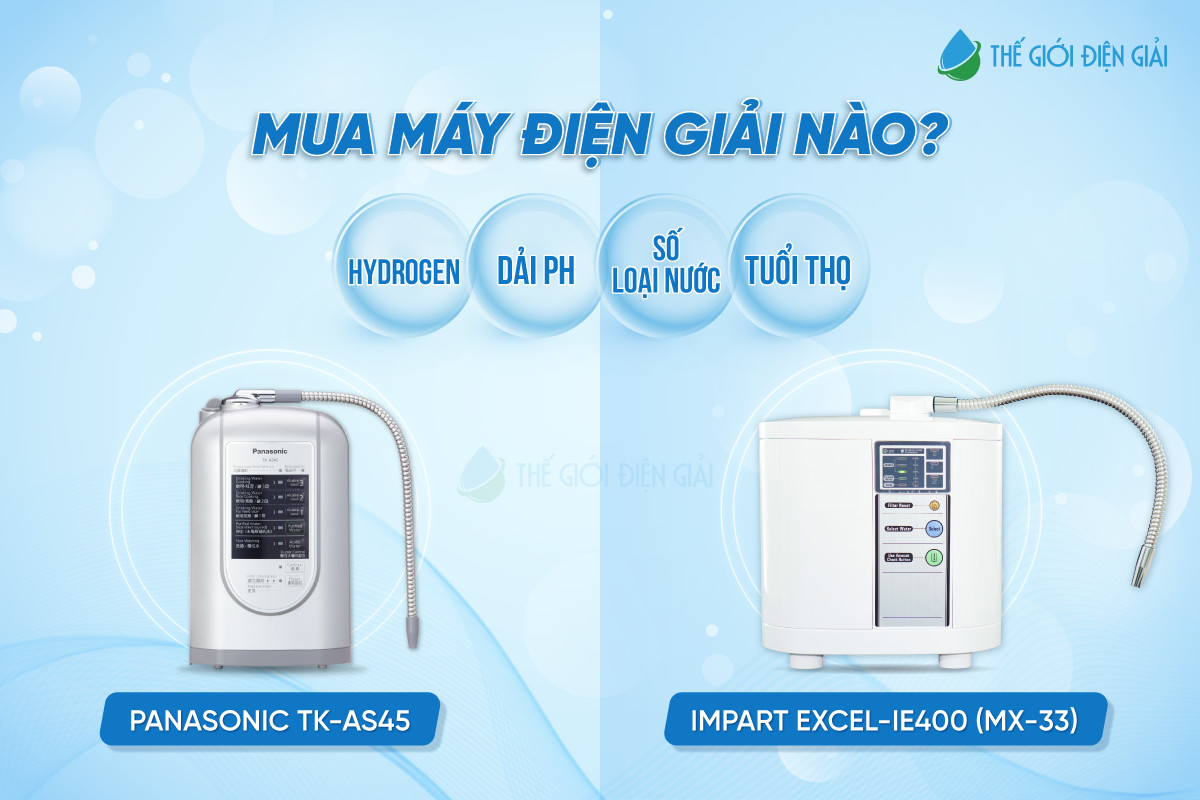 Chọn máy điện giải nào? Panasonic TK-AS45 hay Impart Excel-IE400 (MX-33)