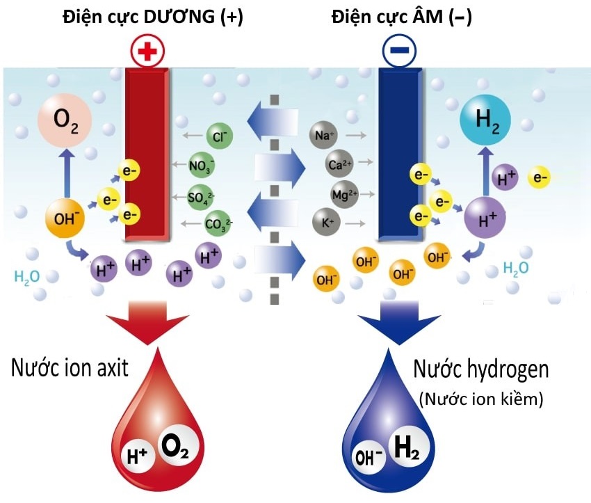 Phương pháp điện phân dùng để tạo ra nước Hydrogen